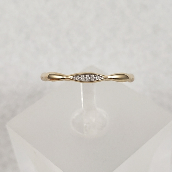 Delicate 14k Yellow Gold & Diamonds Band - Picture 2 of 8